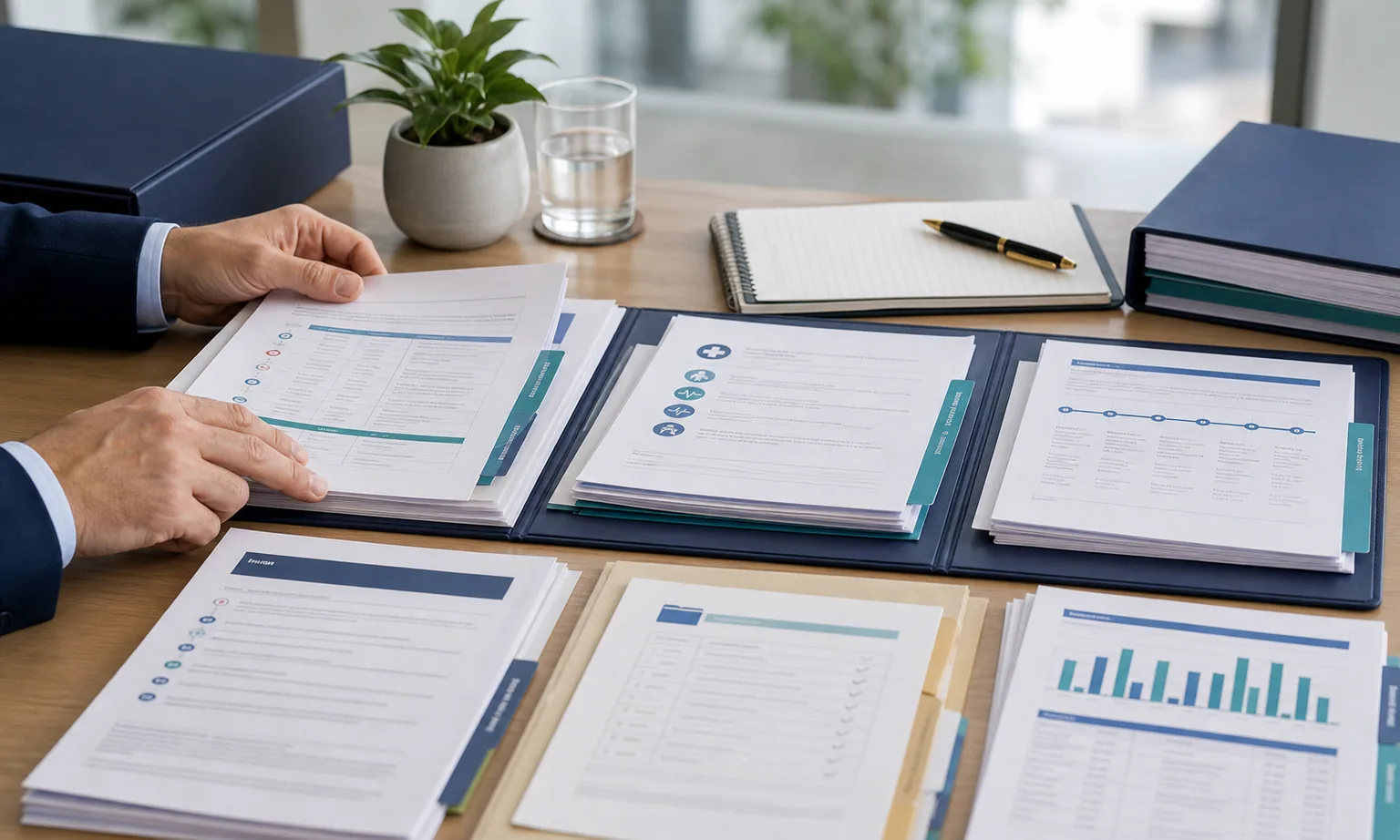 Organised TPD evidence file with policy wording, medical reports, employment records, chronology and insurer correspondence grouped for review.